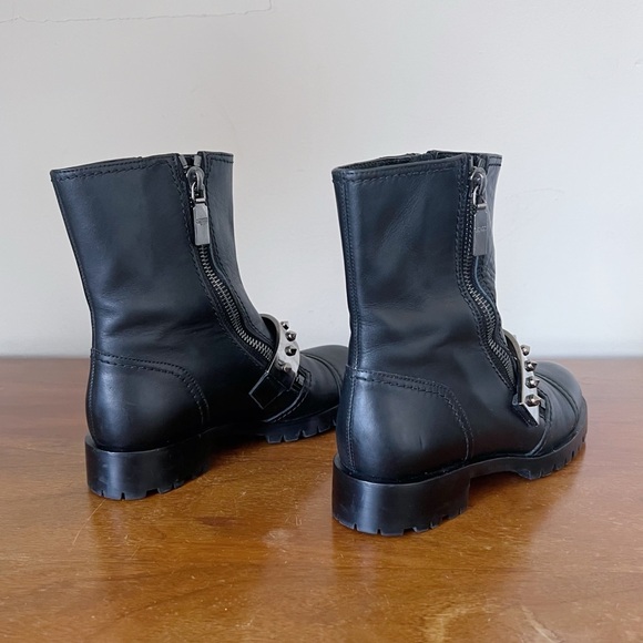 Alexander McQueen • black calfskin boot chunky silver metal studded moto - Picture 11 of 16